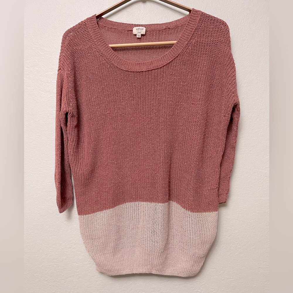 Aritzia Wilfred two-tone loose knit linen sweater Sz XS